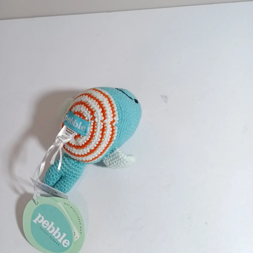Pebble World Fair Trade Organization Turquoise Whale Rattles 4